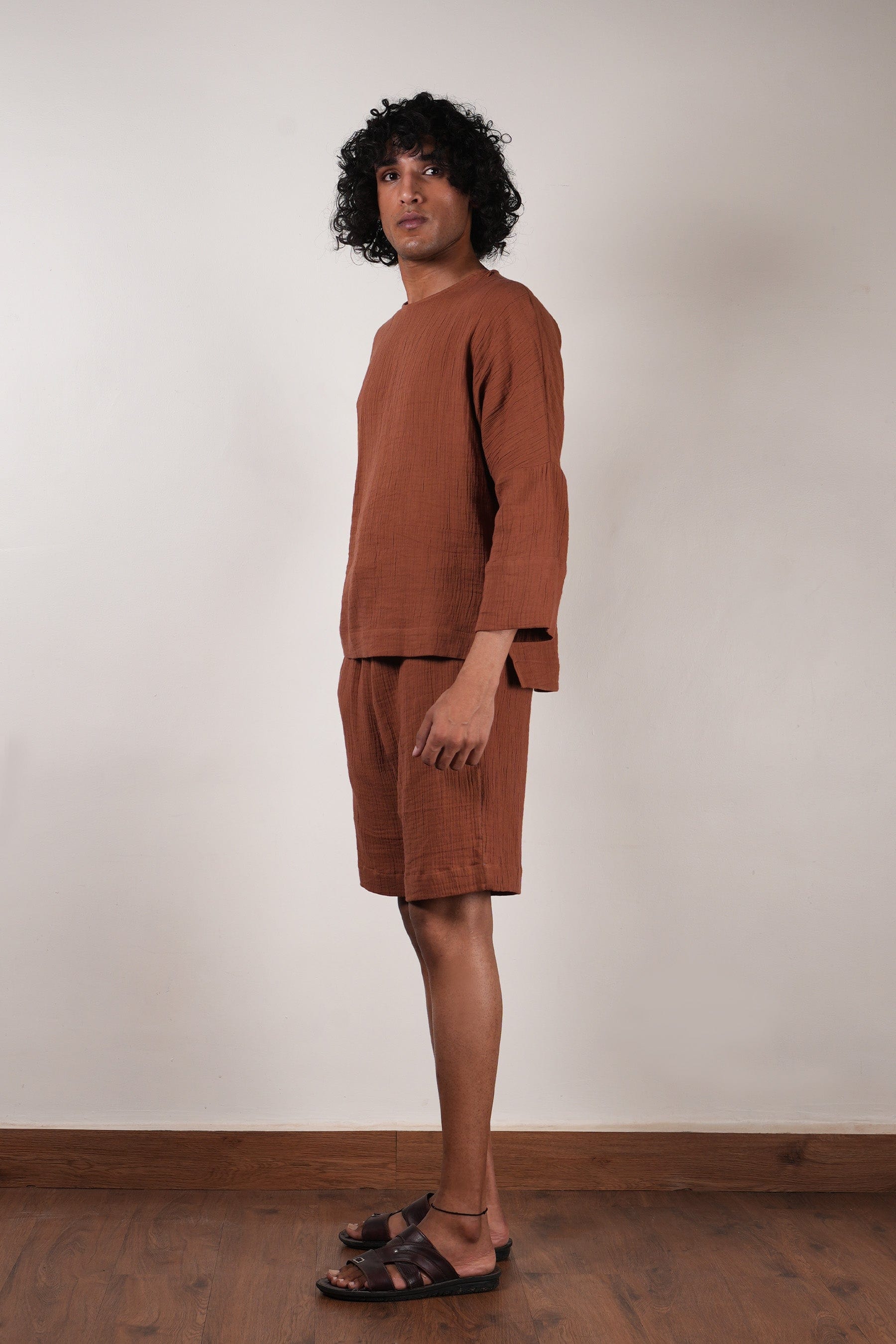 Mati Outfit Sets Men's Brown Crush T-Shirt & Shorts Set (2 PCS)