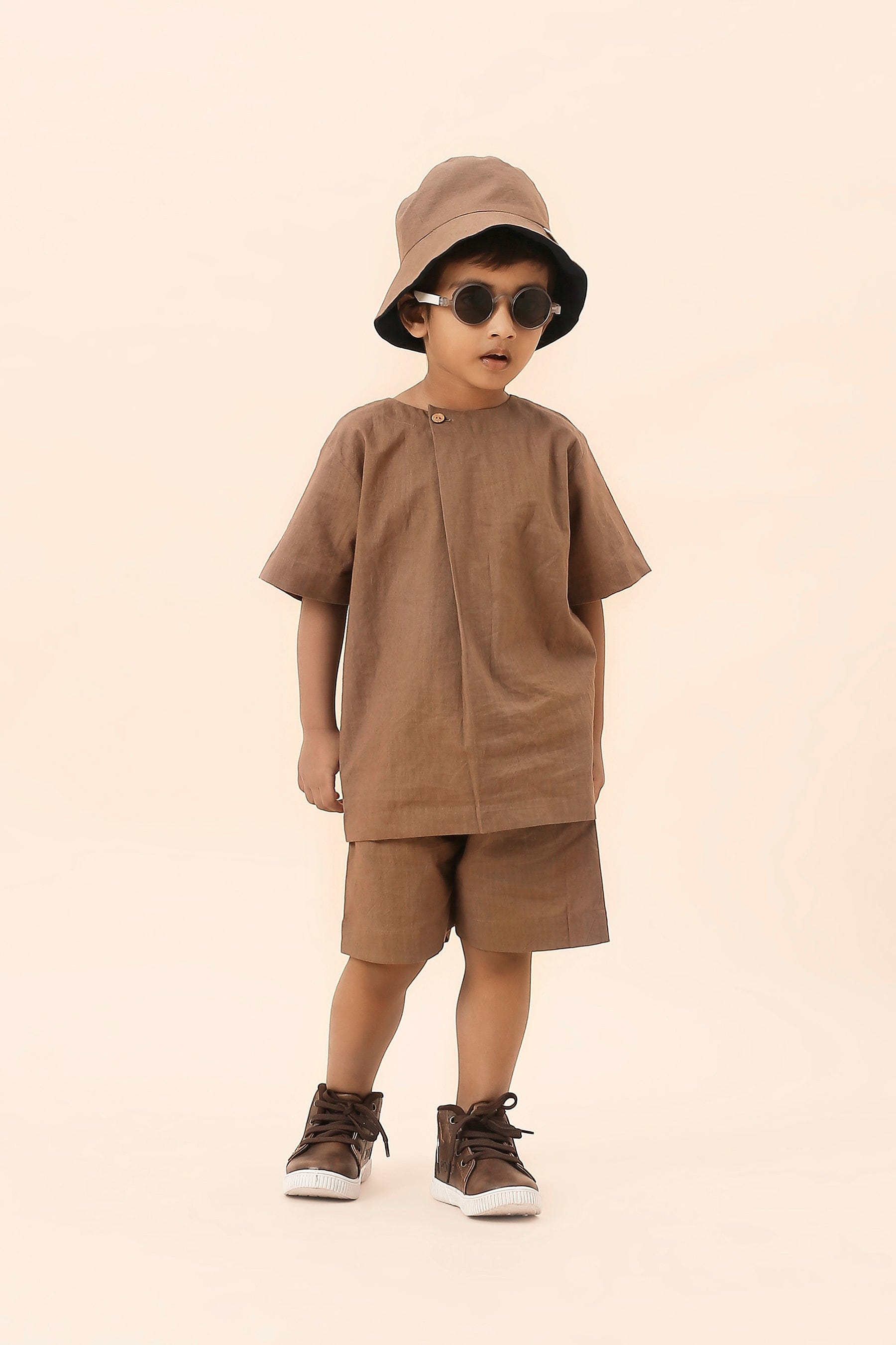 Mati Outfit Sets Mini MATI Boys Beige Overlap Co-ord Set (2 PCS)