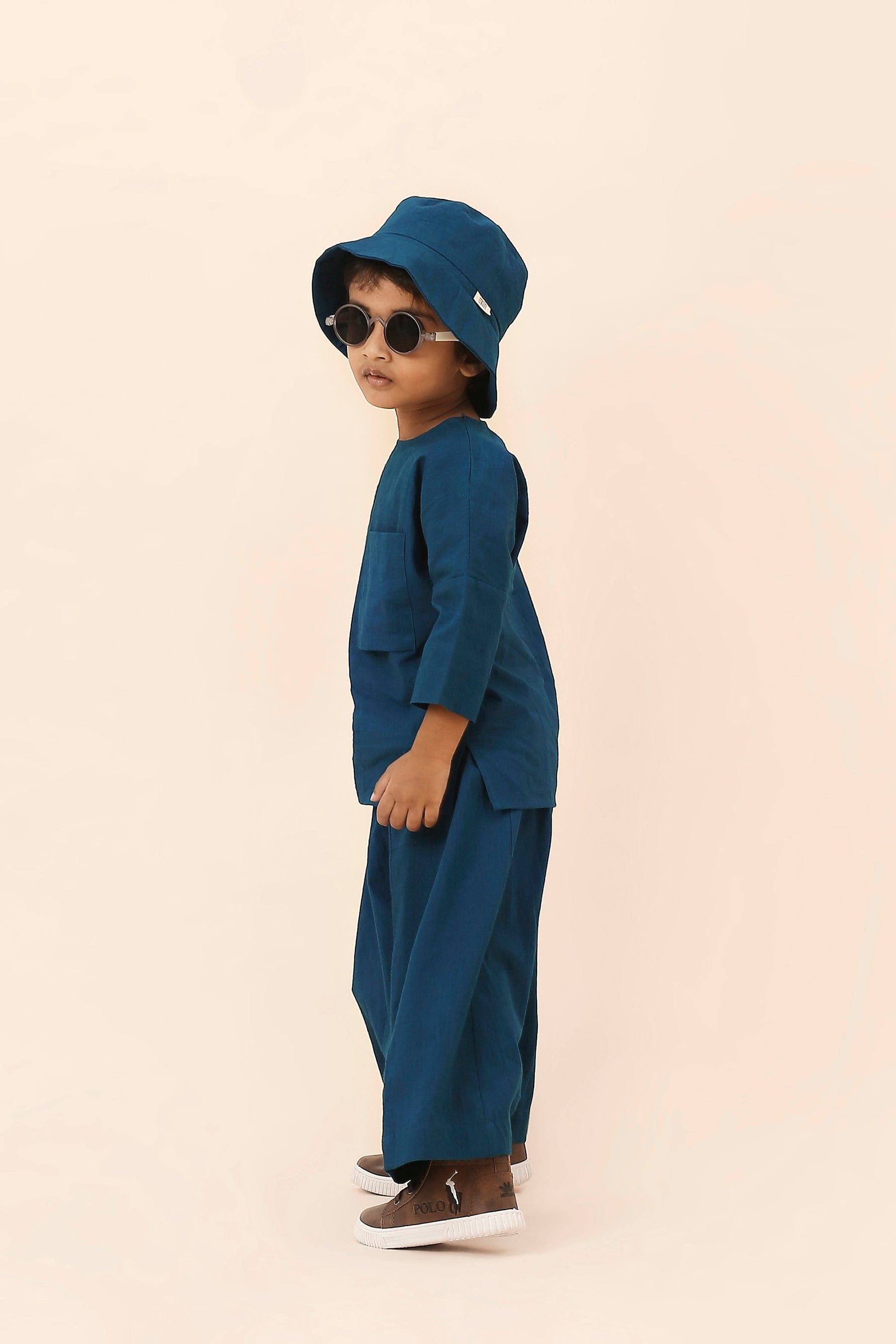 Mati Outfit Sets Mini MATI Boys Blue Cross Pocket Top & Harem Pants Set (2 PCS)