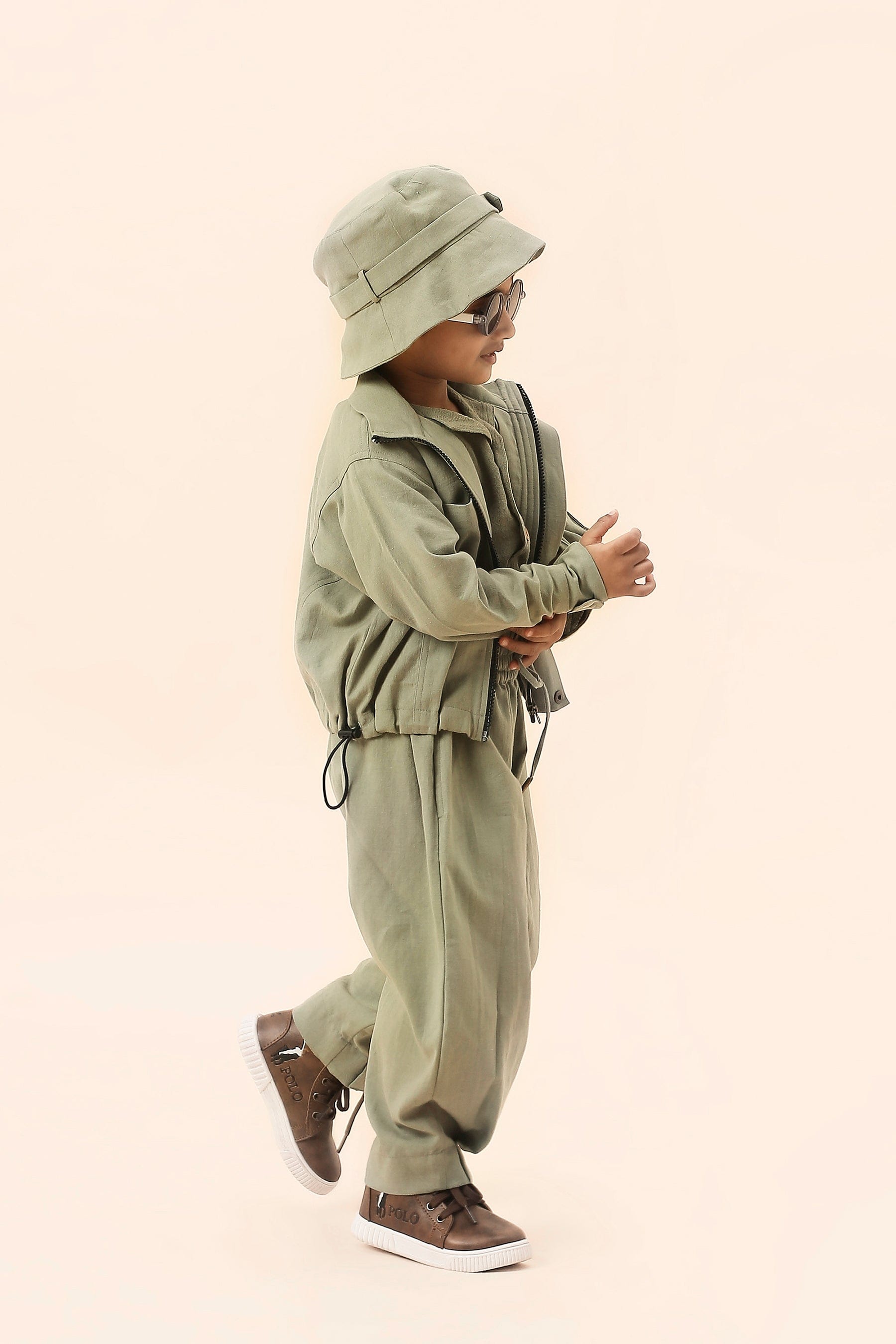 Mati Outfit Sets Mini MATI Boys Green Safari Crop Set (3 PCS)