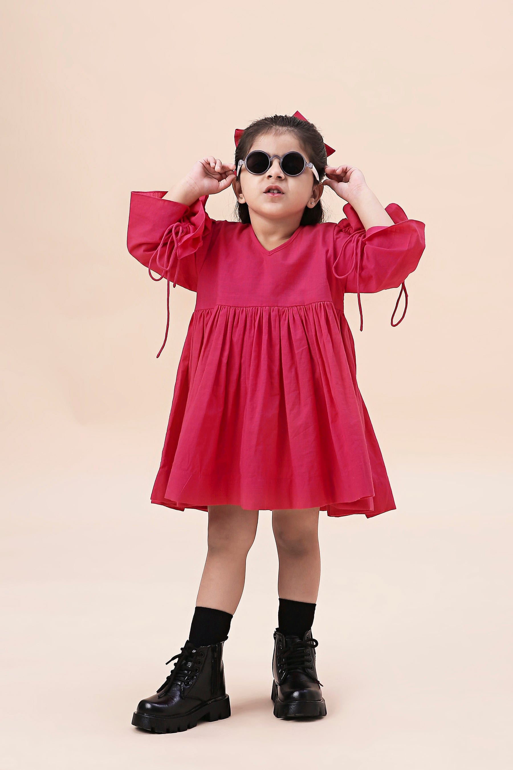 Mati Outfit Sets Mini MATI Girls Pink Ruffle Sleeve Dress