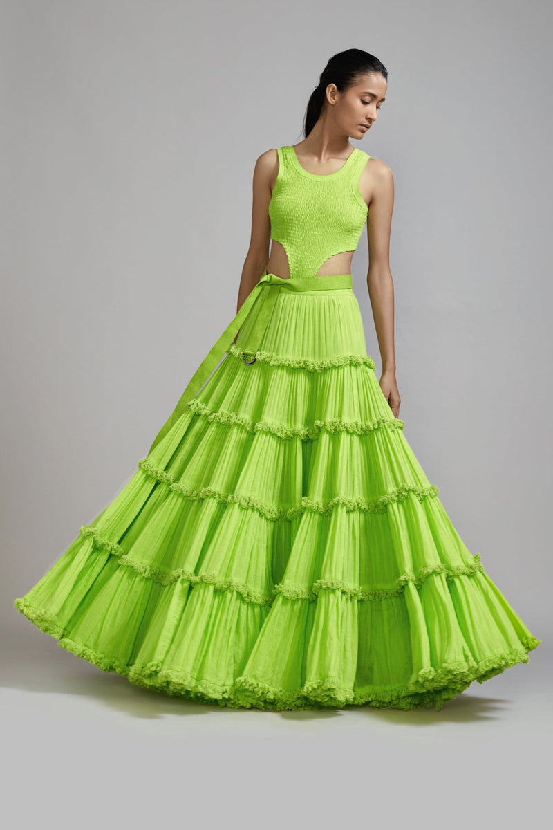 Mati Outfit Sets Neon Green Bodysuit-Lehenga Set (2 PCS)