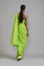 Mati Outfit Sets Neon Green Saree & Fringed Corset Set (2 PCS)