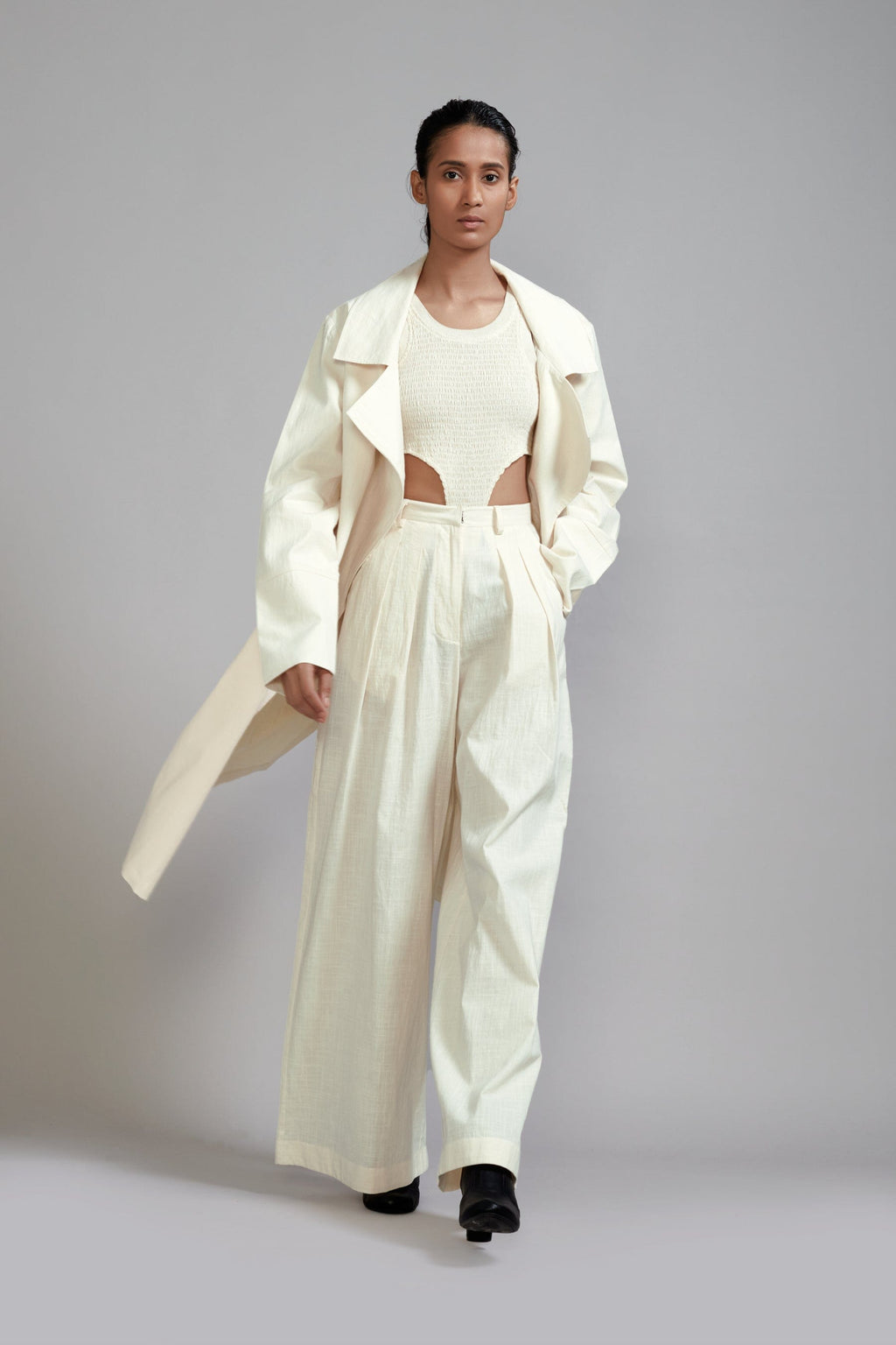 Mati Outfit Sets Off-White Trench Jacket Set (3 PCS)