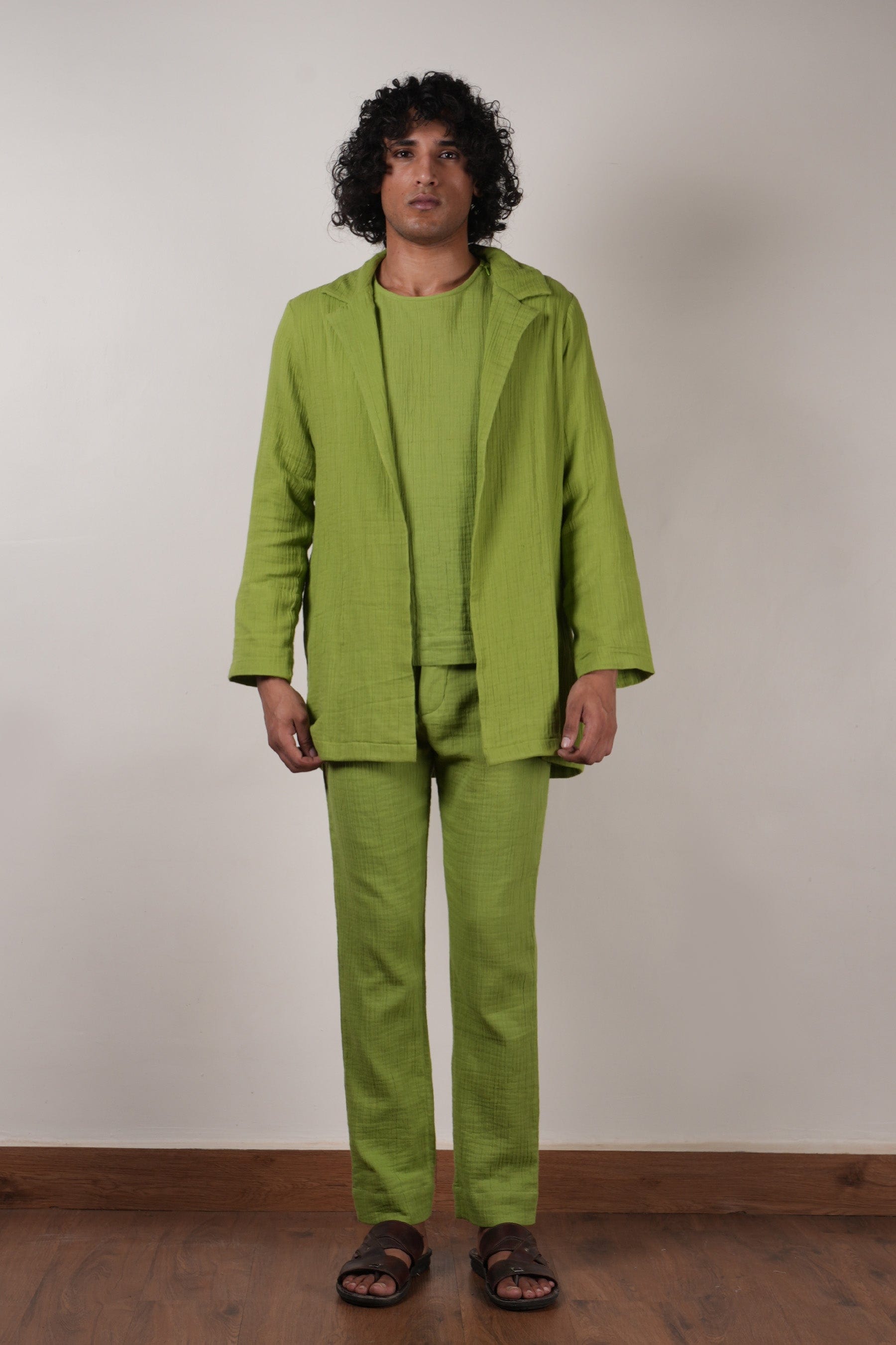 Mati Outfit Sets S Men's Green Crush T-Shirt, Pants & Jacket Set (3 PCS)