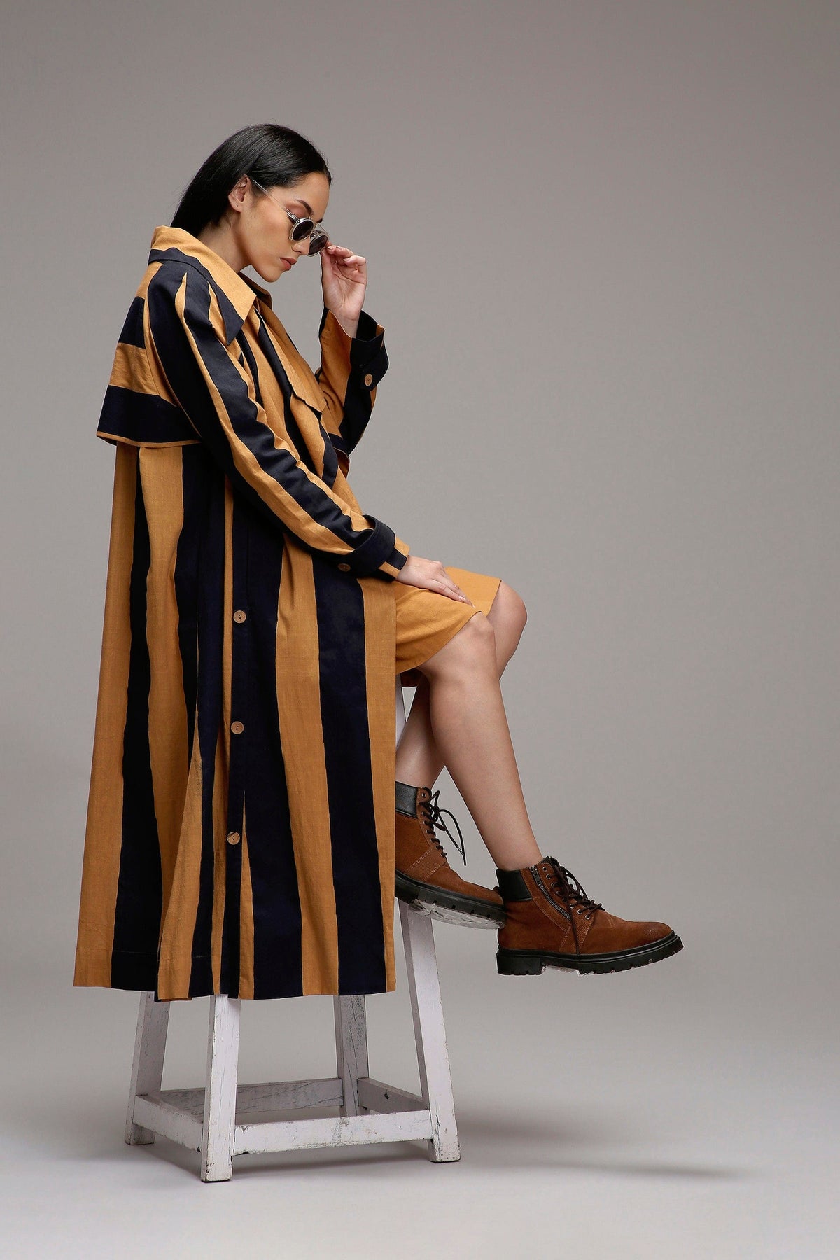 Mati Outfit Sets Tan-Brown Jacket & A-Line Shift Dress Set (2 PCS)