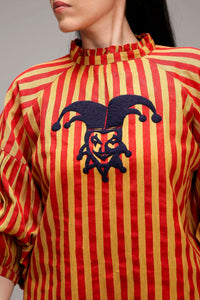 Mati Outfit Sets Tan-Brown Red Striped Big Joker Tunic Set (2 PCS)