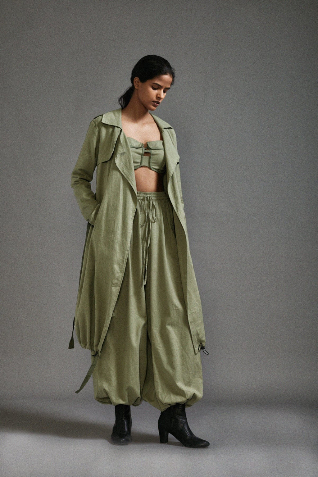 Mati Outfit Sets XS Green Safari Cargo Trench Set