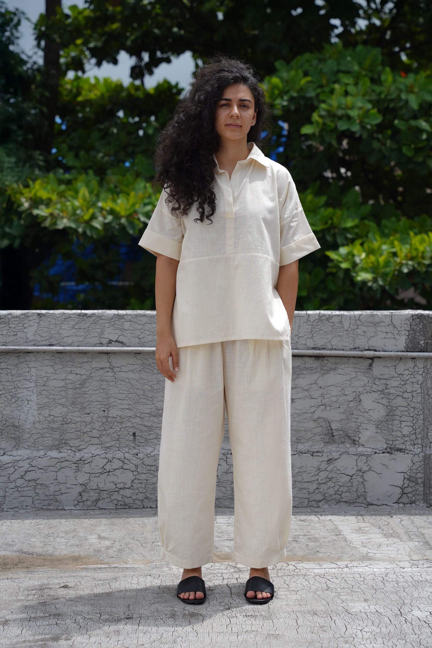 Mati Outfit Sets XS Oatmeal Ekin Shirt & Hera Cotton Co-Ord Set (2 PCS)