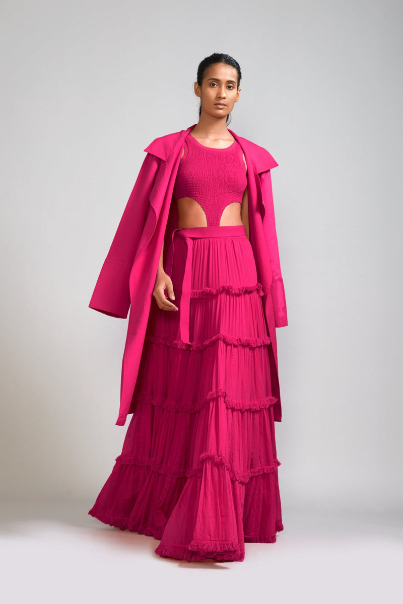 Mati Outfit Sets XS Pink Bodysuit-Lehenga-Jacket Set (3 PCS)