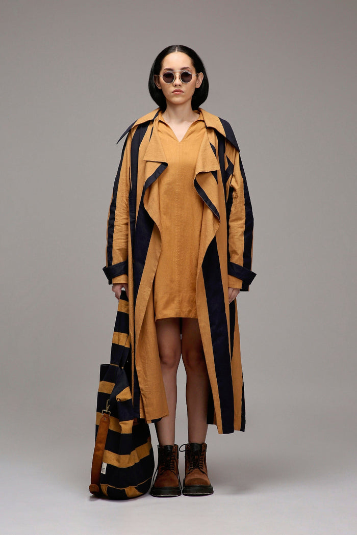 Mati Outfit Sets XS Tan-Brown Jacket & A-Line Shift Dress Set (2 PCS)