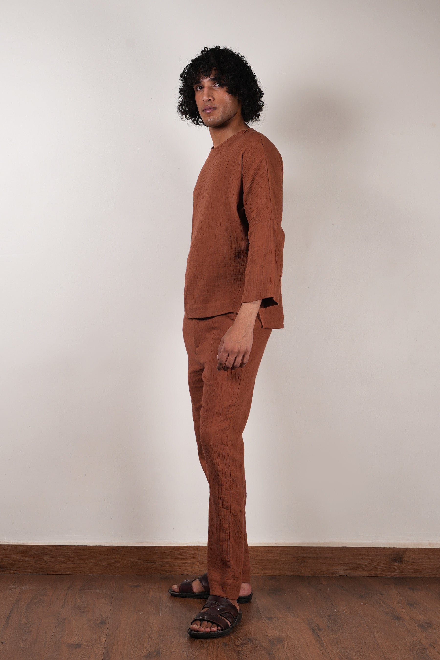 Mati PANTS Men's Crush Cotton Brown Pants