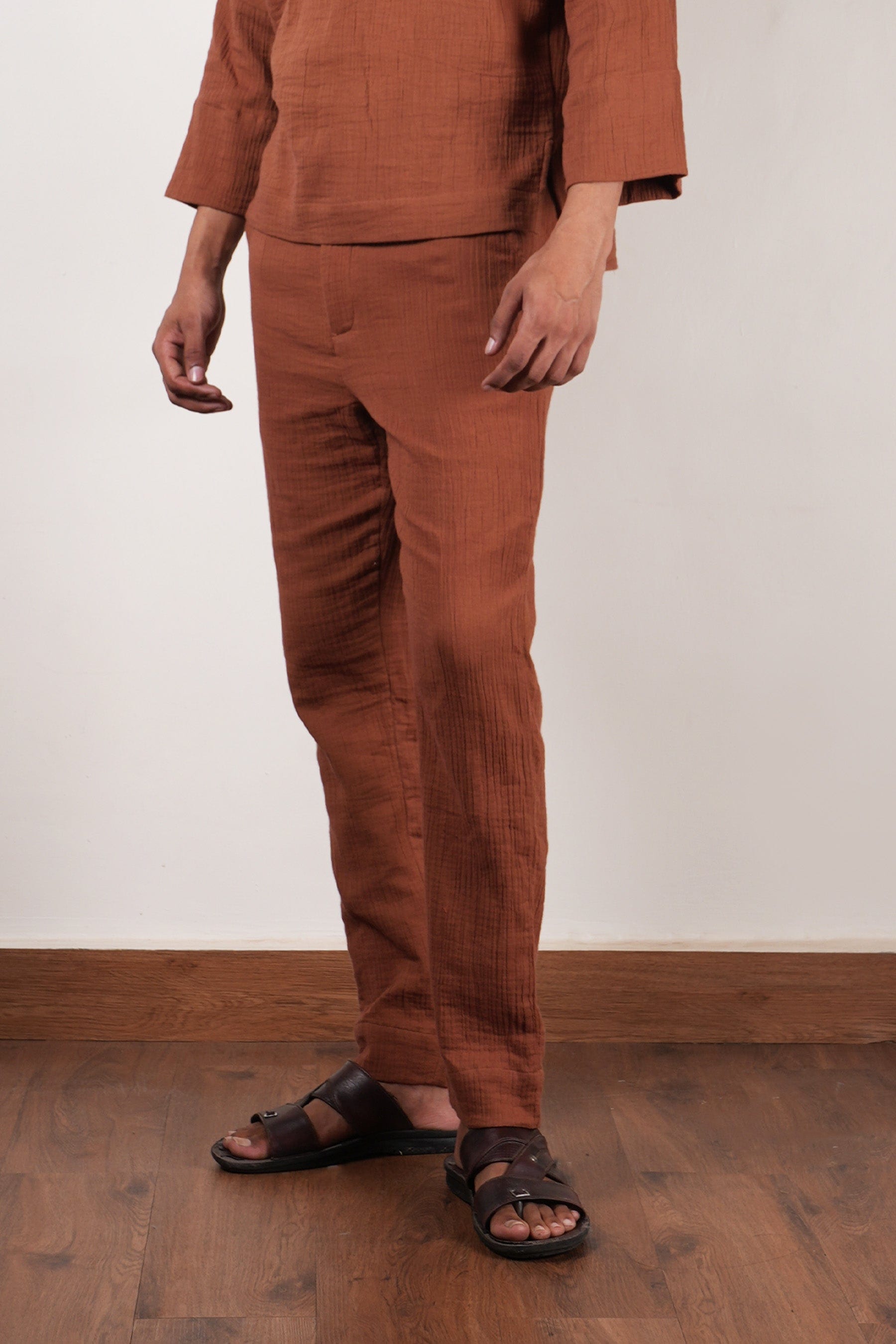 Mati PANTS Men's Crush Cotton Brown Pants