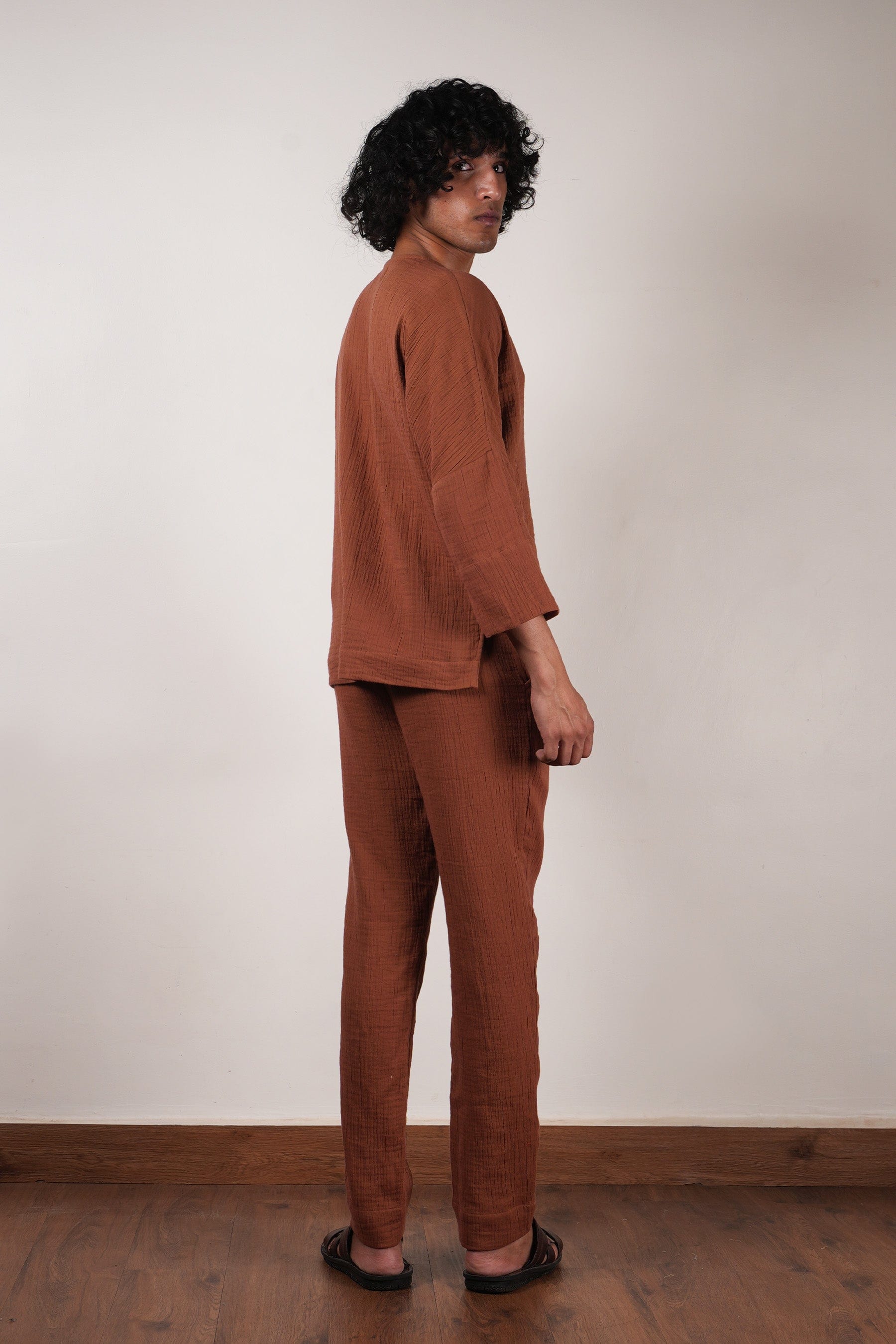 Mati PANTS Men's Crush Cotton Brown Pants