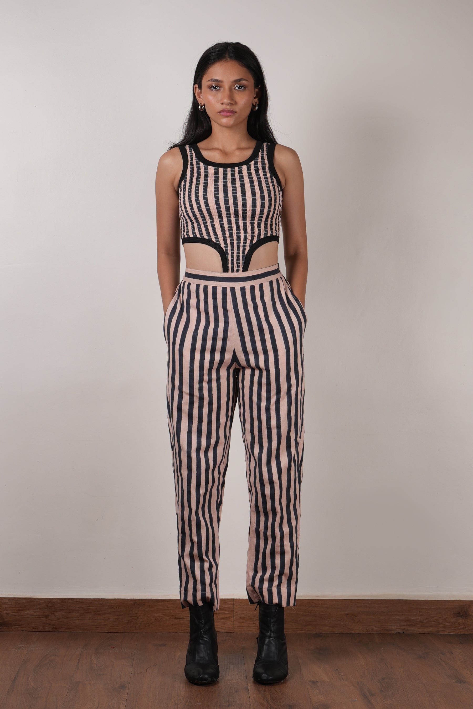 Mati Pants XS Pink with Charcoal Block Printed SE Pants