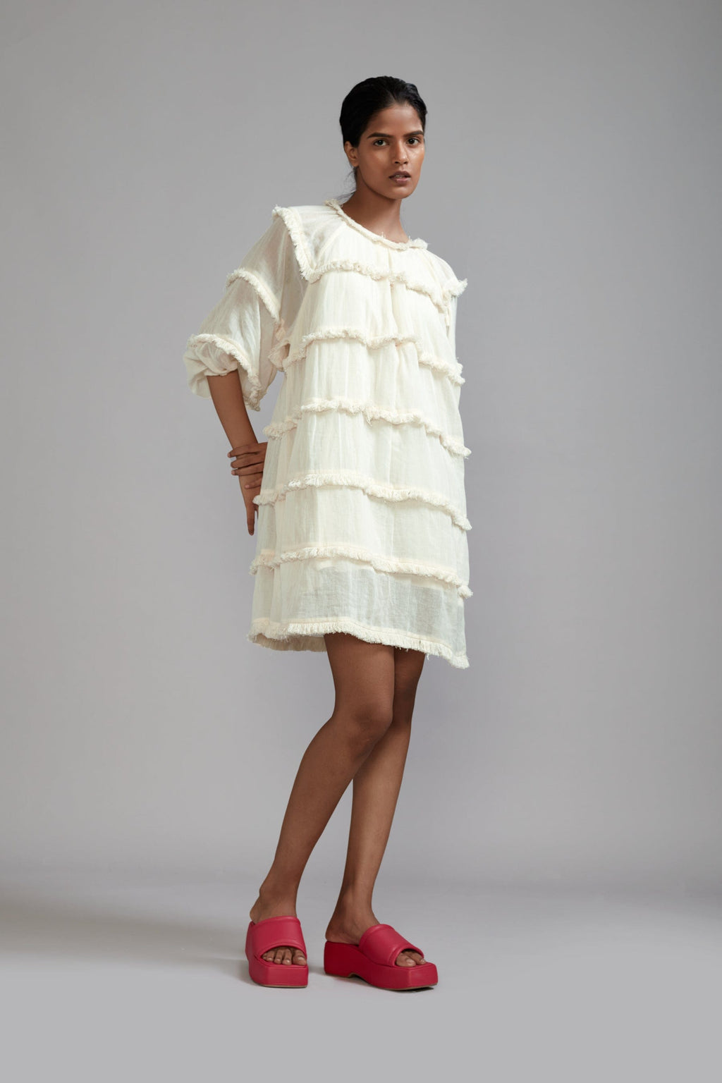 Mati Separates Off-White Fringed Short Dress