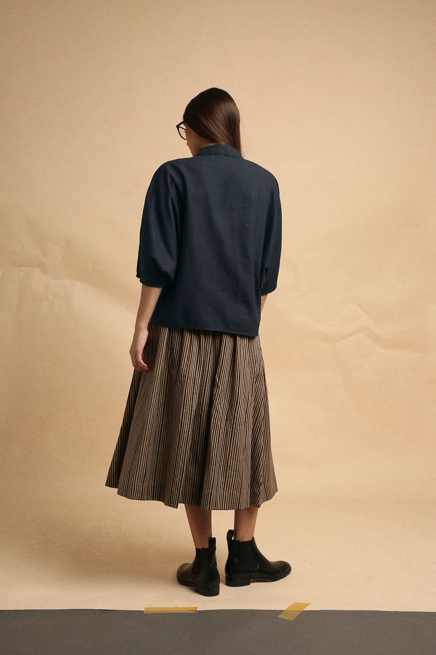 Mati Shirts & Tops Charcoal Collar Crop Top