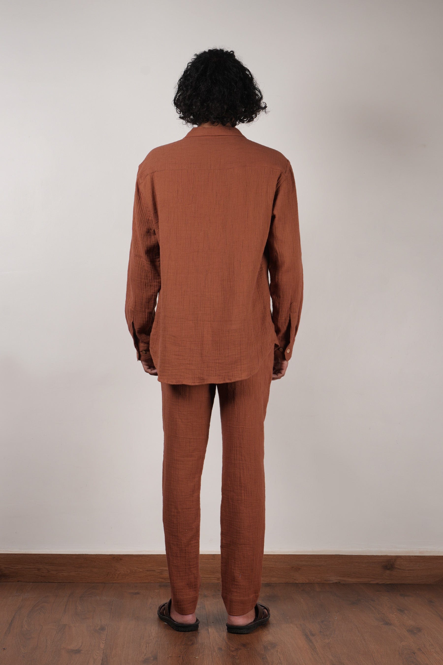 Mati Shirts & Tops Men's Pocket Crush Cotton Brown Shirt