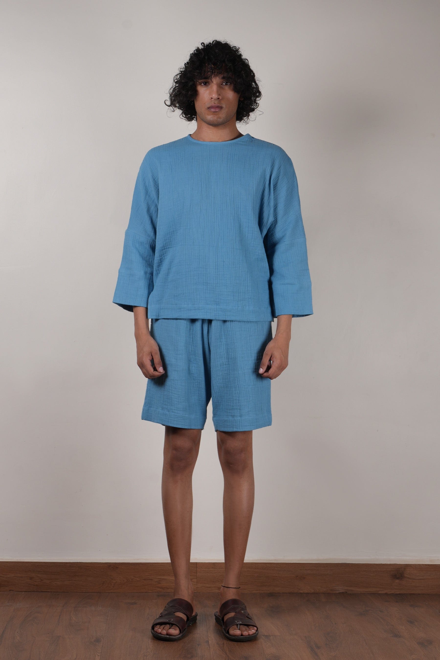 Mati Shorts S Men's Crush Cotton Blue Shorts
