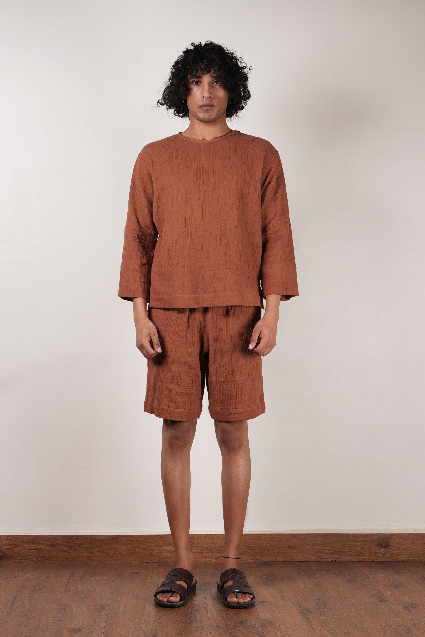 Mati Shorts S Men's Crush Cotton Brown Shorts