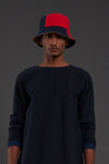 Mati Accessories Red & Navy Blue Block Bucket Hat