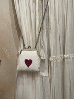 Mati Accessories Taash Hand Embroidered Oatmeal Coin Clutch - Heart