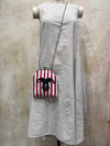 Mati Accessories Taash Hand Embroidered Red Striped Oatmeal Clutch - Black Joker