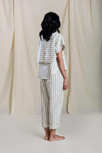 Mati Bottoms SE THIN STRIPE OATMEAL PANTS