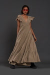 Mati Dresses Beige Tiered Gown