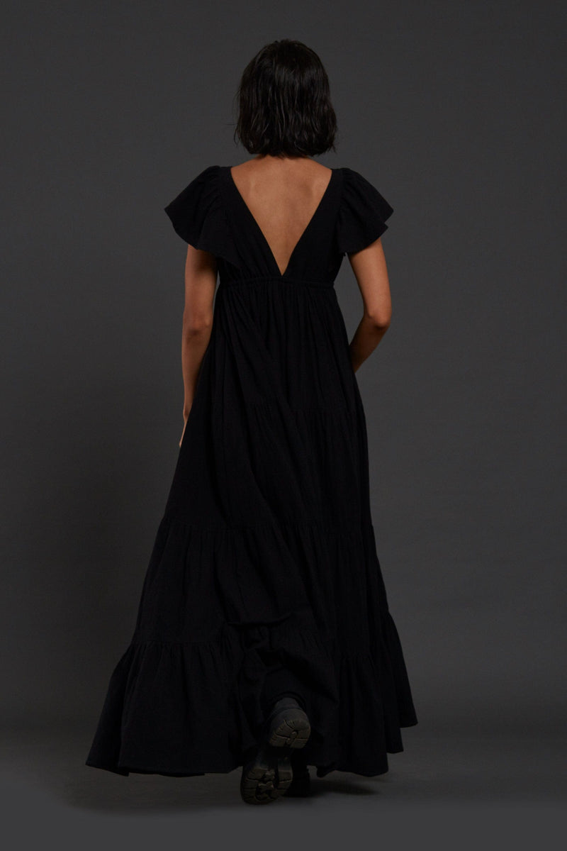Mati Dresses Black Tiered Gown