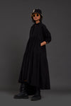 Mati Dresses Black Tiered Shirt Dress