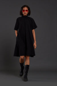 Handcrafted from Handwoven Organic Cotton Black Tora Dresses for Women, by Sustainable Fashion Designer Clothing Label MATI