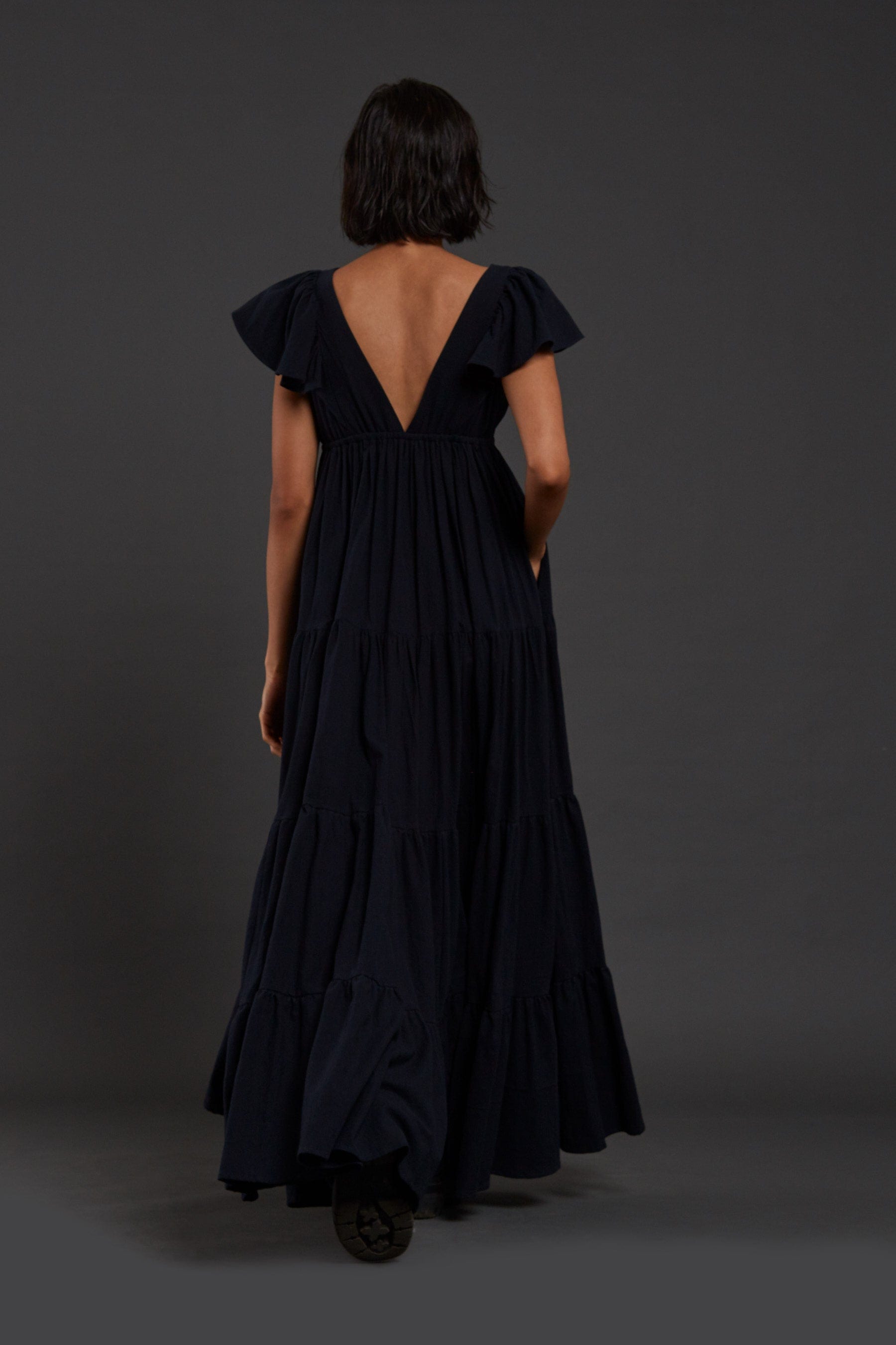 Handcrafted from Handwoven Organic Cotton Blue Gown Dress for Women by Sustainable Fashion Clothing Label MATI