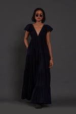 Handcrafted from Handwoven Organic Cotton Blue Gown Dress for Women by Sustainable Fashion Clothing Label MATI