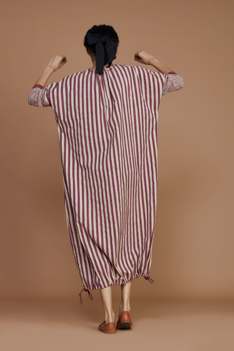 Mati Dresses DS Ivory with Mauve Stripe Dress