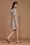 Mati Dresses Ivory With Mauve Striped Hooded Dress