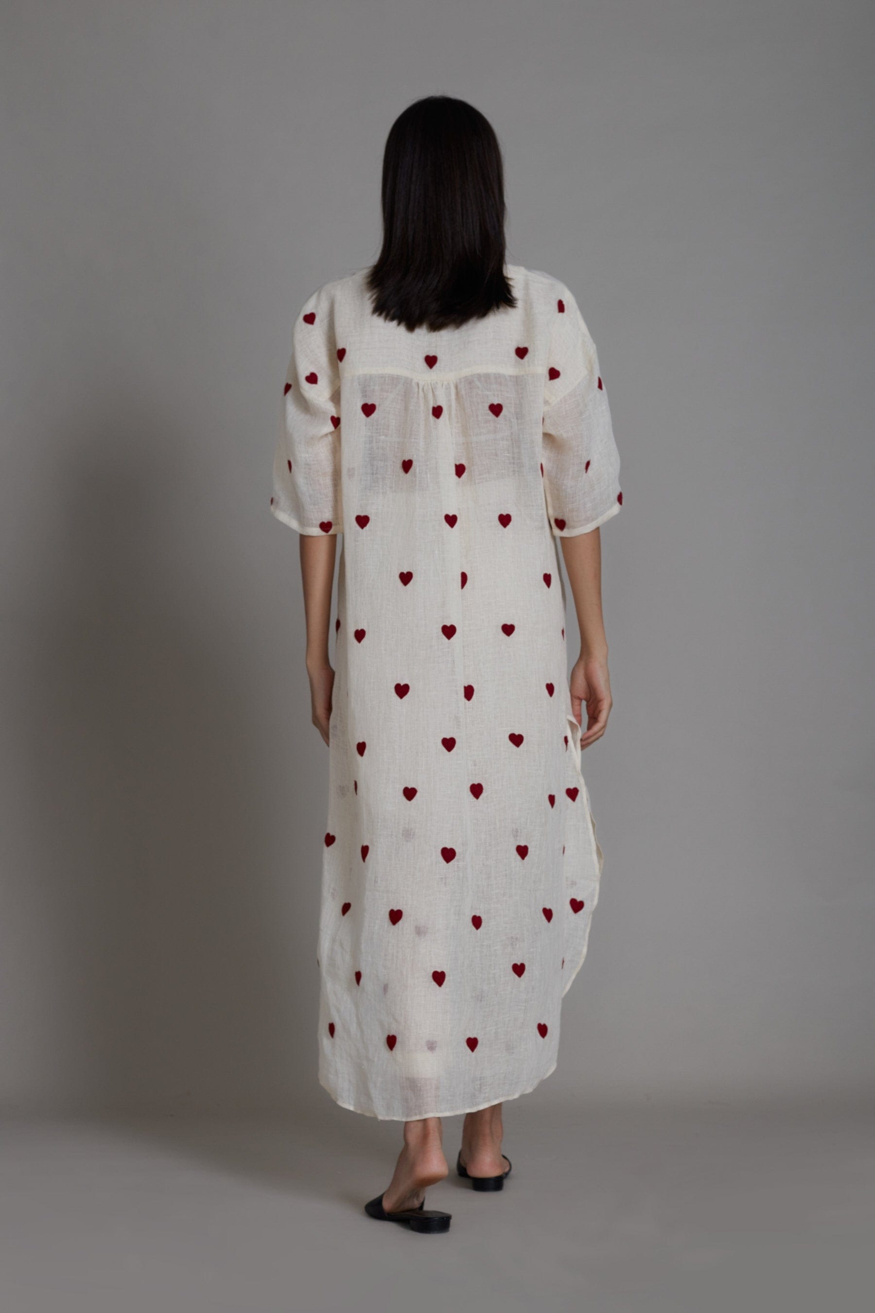 Handcrafted from Pure Linen Embroidered White Tunic Dress for Women by Sustainable Fashion Clothing Label MATI