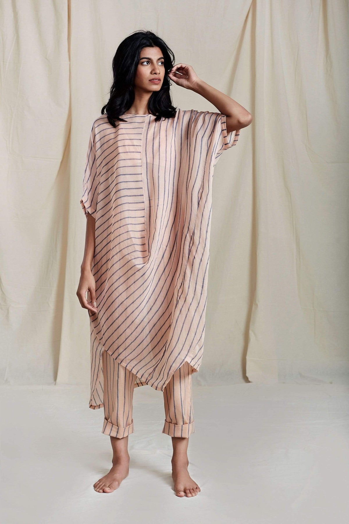 Handcrafted from Handwoven Organic Cotton Kaftan. Dresses for Women by Sustainable Fashion Designer Clothing Label MATI