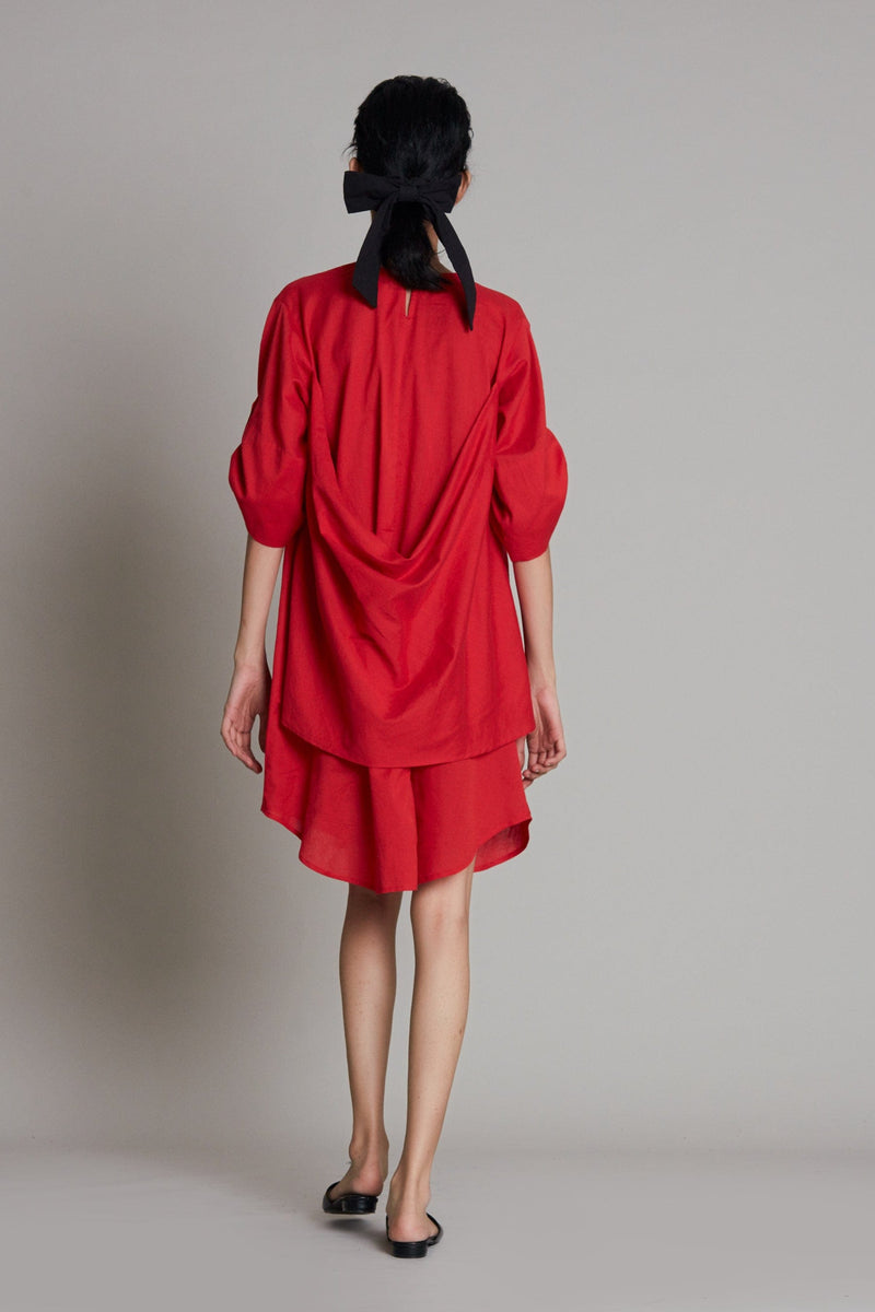 Mati Dresses Red Back Cowl Dress