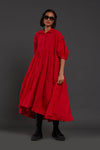 Mati Dresses Red Tiered Shirt Dress