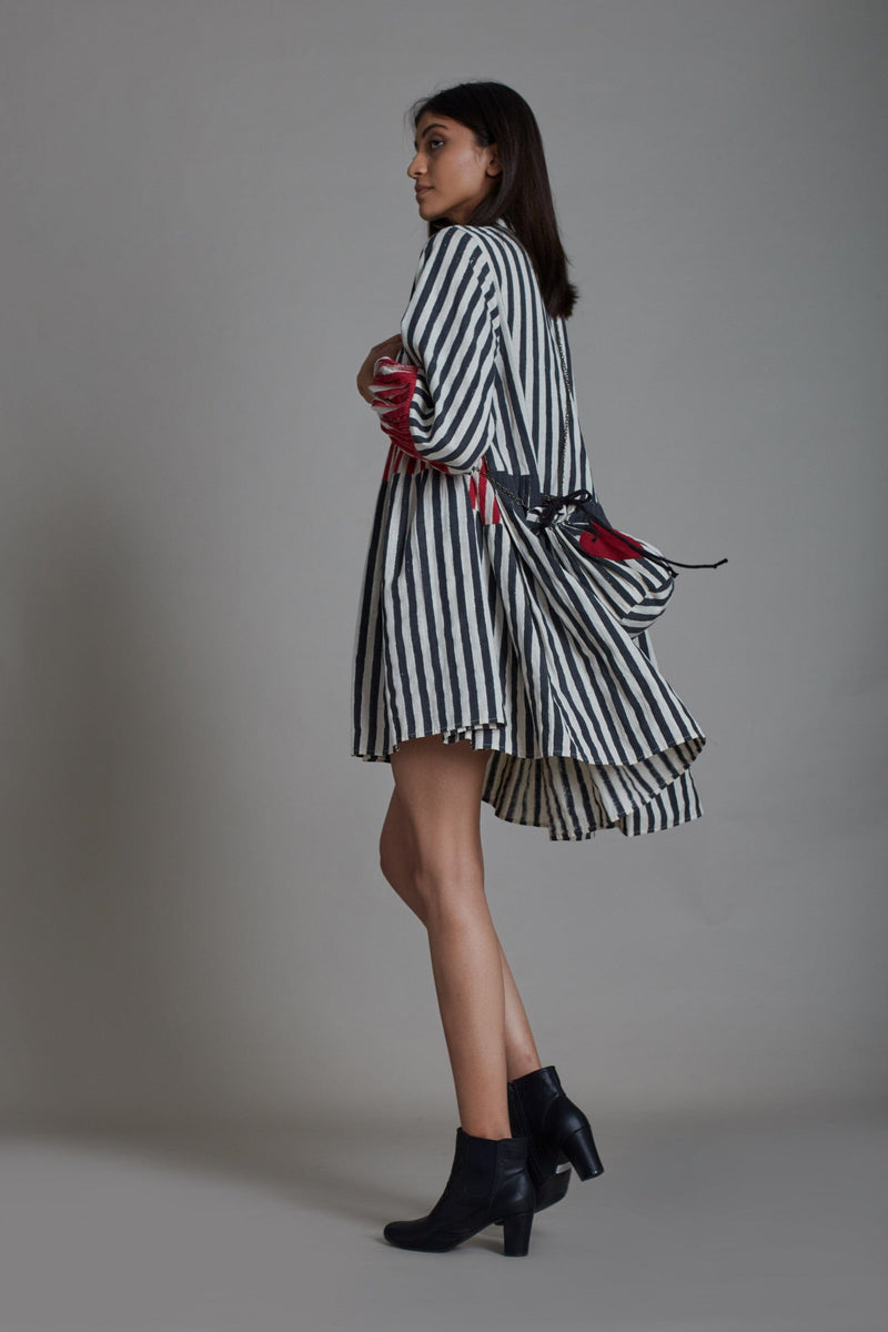 Mati Dresses Uno Stripe Dress - Black with Red