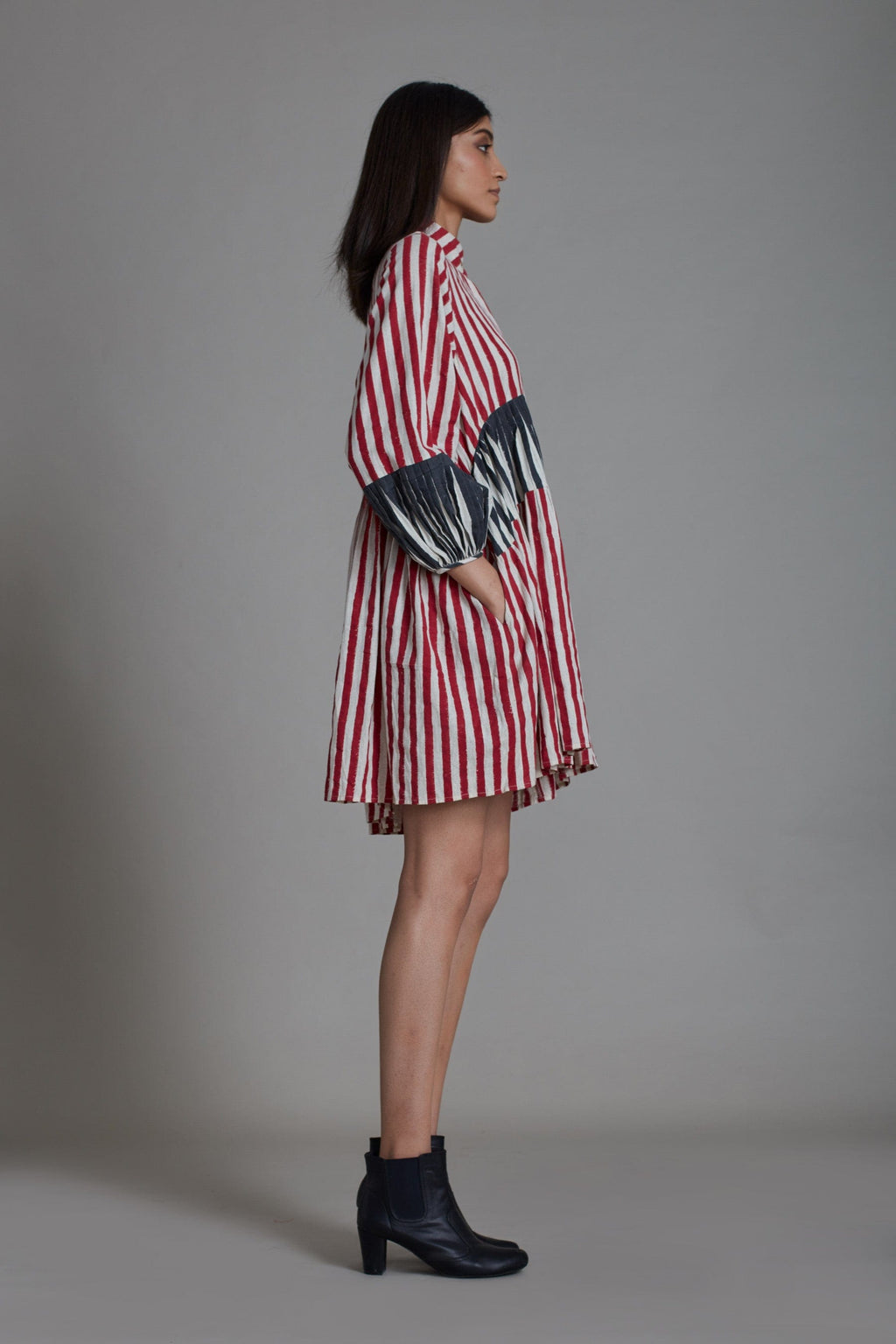 Mati Dresses Uno Stripe Dress - Red with Black