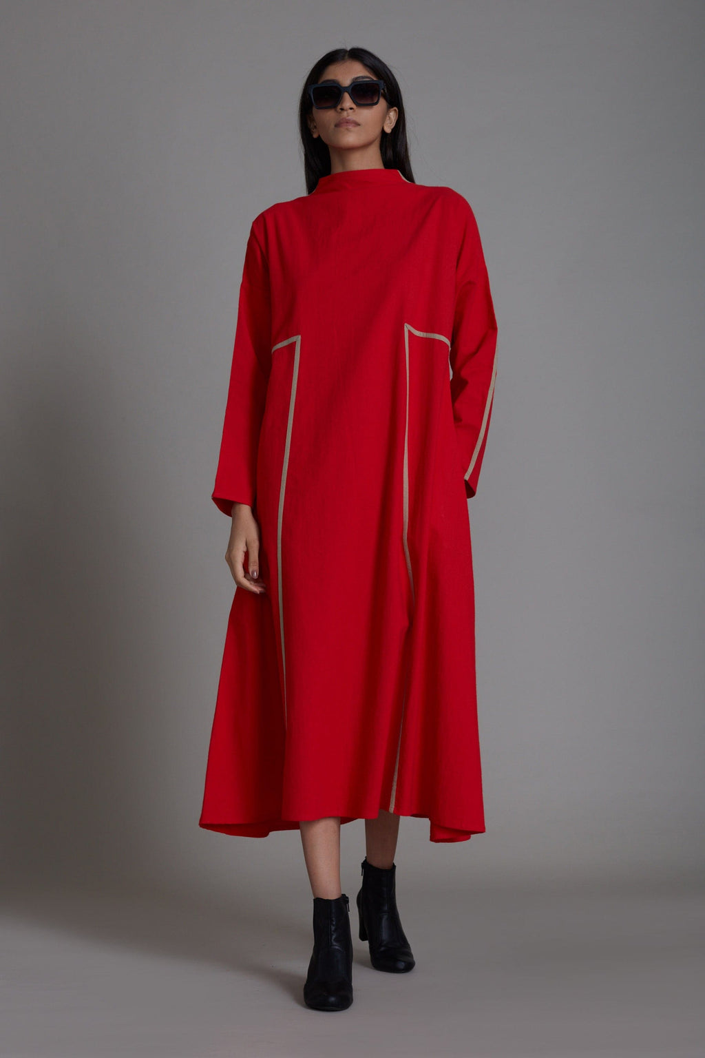Mati Dresses XS Red Piping Dress