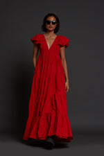 Mati Dresses XS Red Tiered Gown