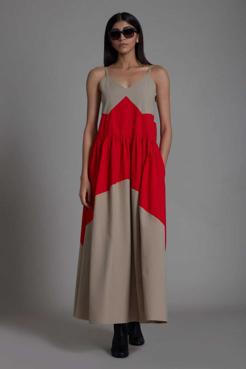 Mati Dresses XS Strap Beige & Red Dress