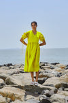 Mati Dresses XS Yellow Ruffle Sleeve Dress