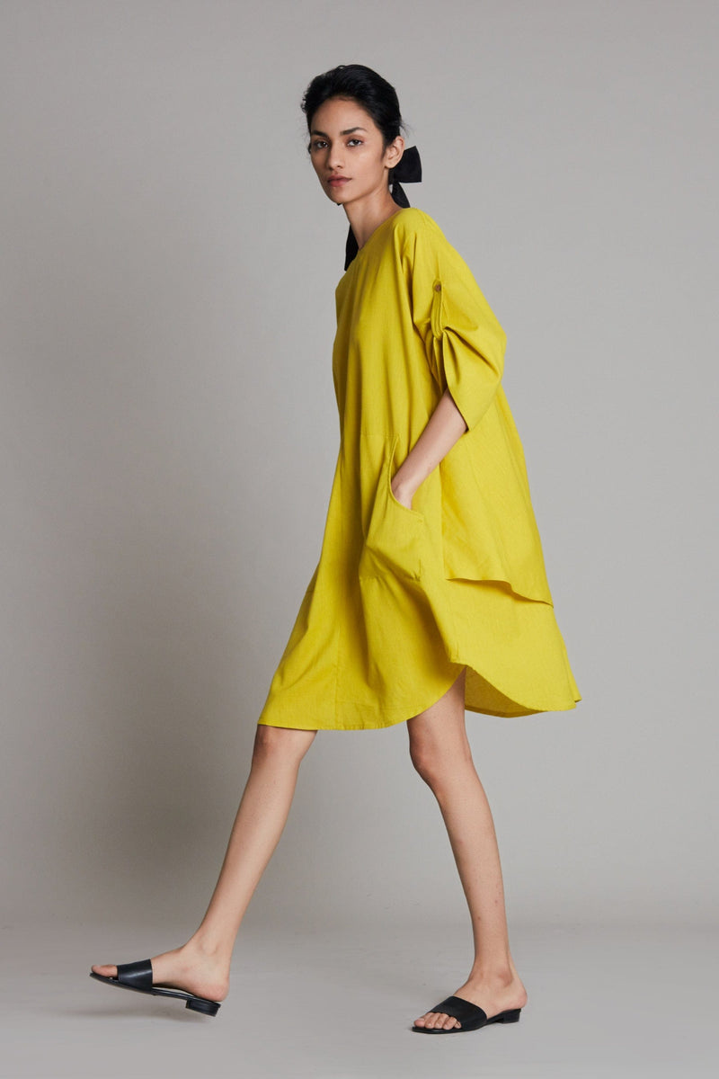 Mati Dresses Yellow Back Cowl Dress
