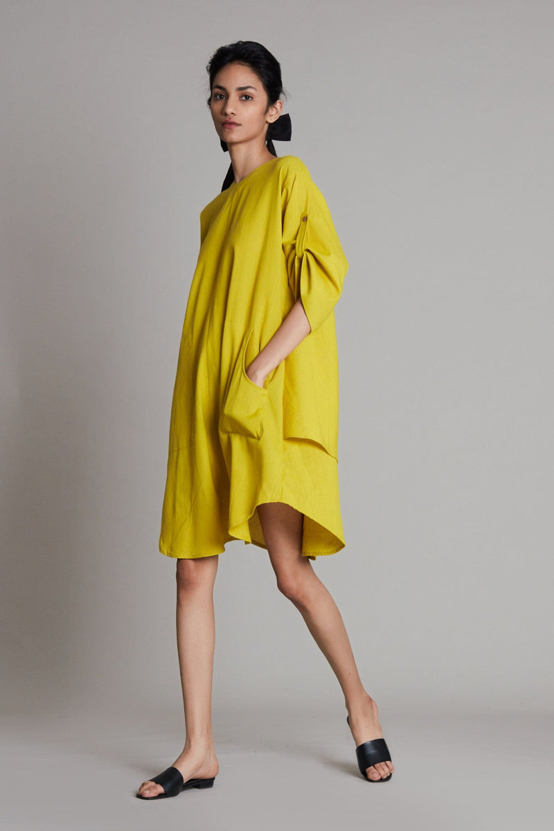 Mati Dresses Yellow Back Cowl Dress