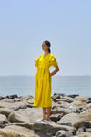 Mati Dresses Yellow Ruffle Sleeve Dress