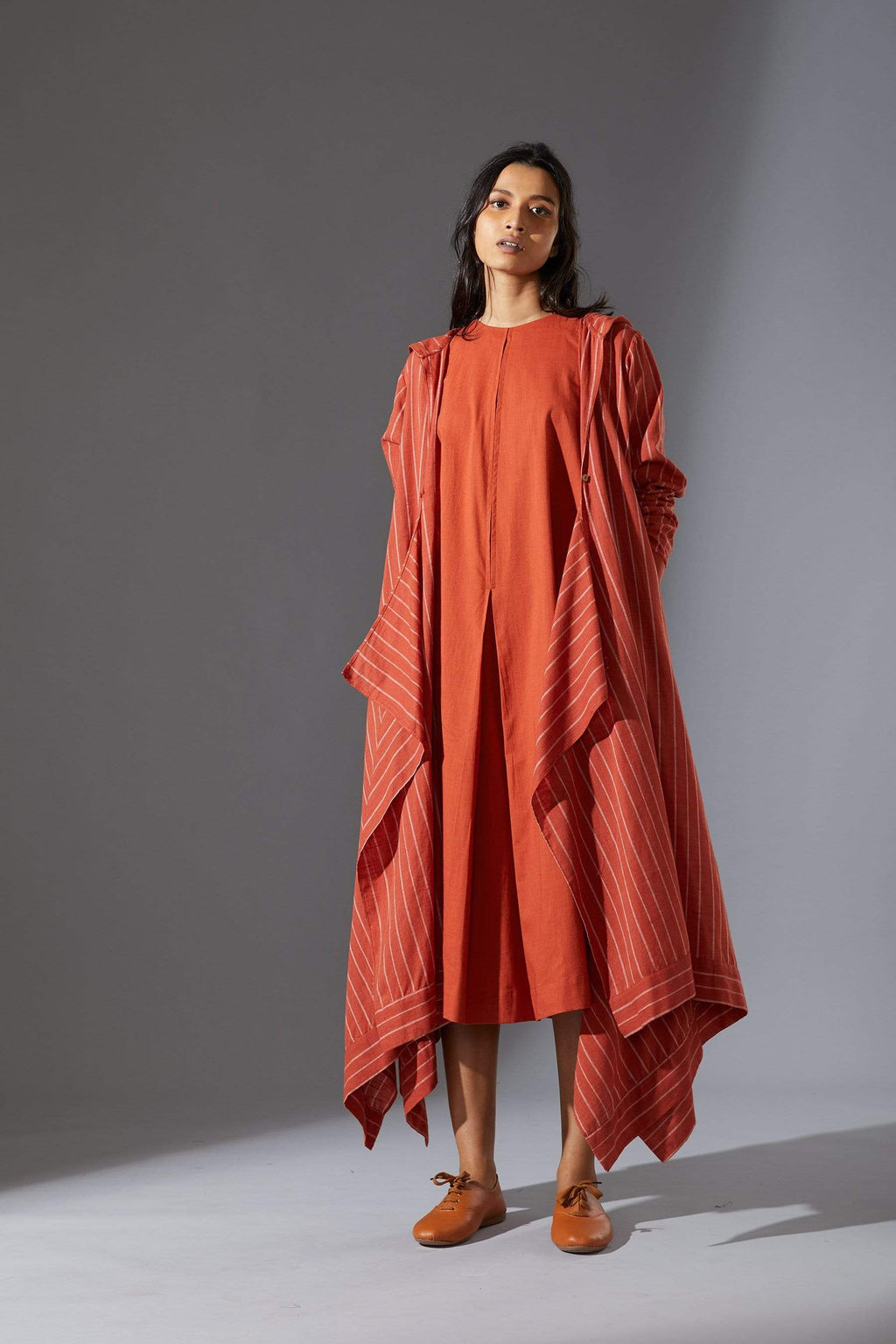 Mati Jackets Mati Hooded Koza Rust Dress and Overlay Set